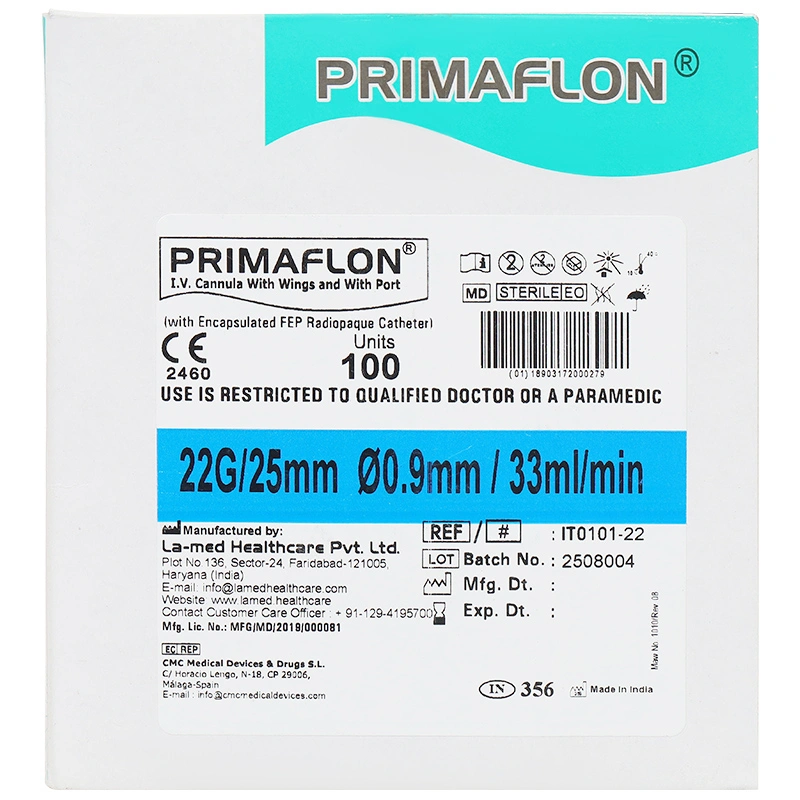 Kim luồn Primaflon 22G/25 Ø0.9mm 33ml/min - 2